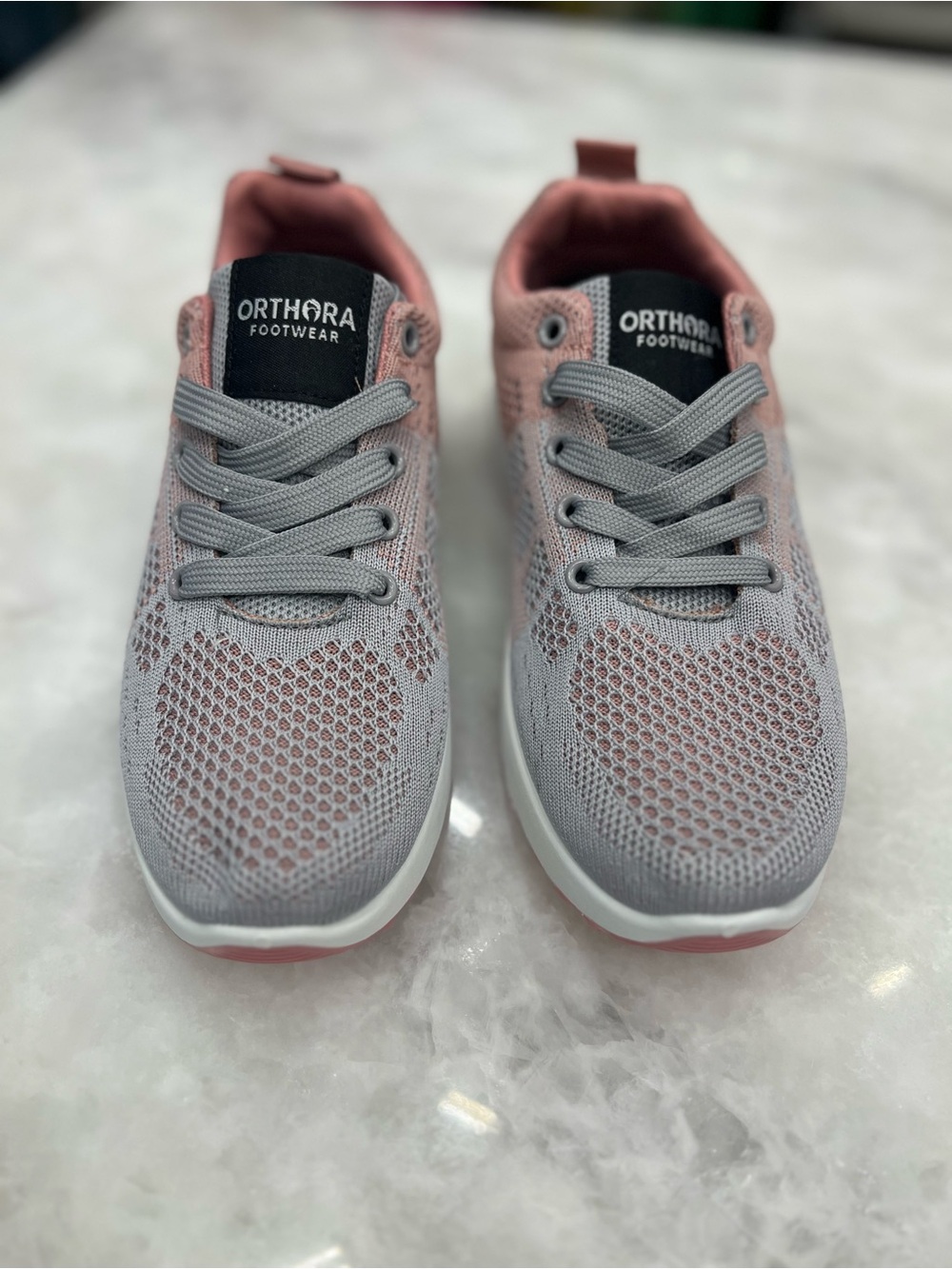 NWT Orthora Gray and Pink Orthopedic Knit Sneakers (size 38)